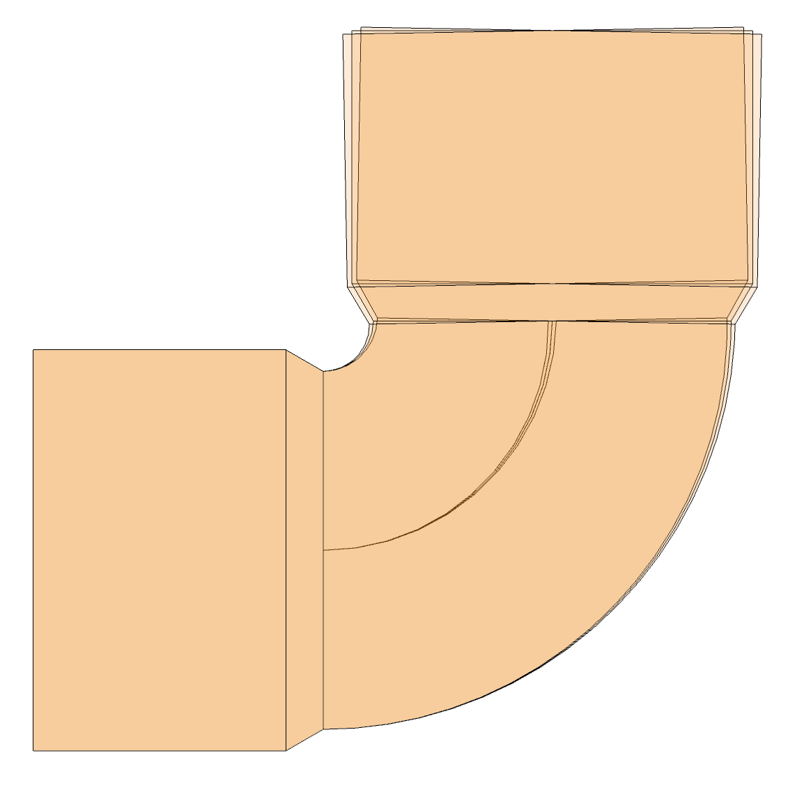 A zoomed-in illustration of a 90-degree pipe bend highlights the flexible installation tolerance feature. The bend shows slightly rounded edges and socket connections, allowing for angle variation (89°–91°) to accommodate field discrepancies.